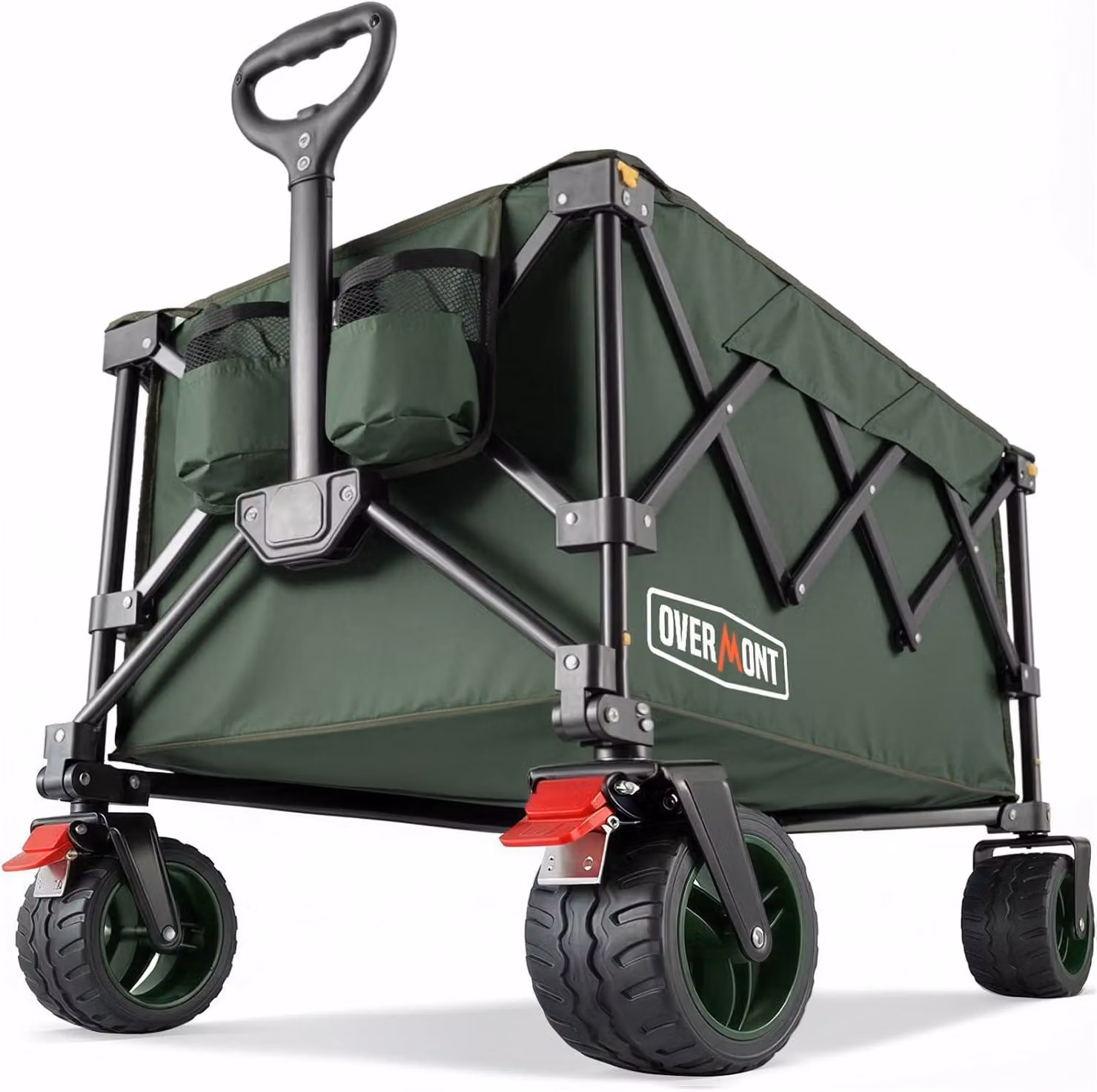 Carrello pieghevole, ideale per il trasporto, con ruote larghe, capacità di carico fino a 150 kg, adatto per campeggio, sport, shopping, giardinaggio e attività all'aperto
