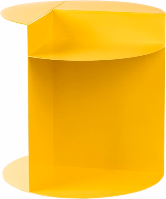 Tavolino basso rotondo Beliani in metallo giallo con design geometrico retro per soggiorno o camera da letto L/P/H: 40 x 40 x 45 cm
