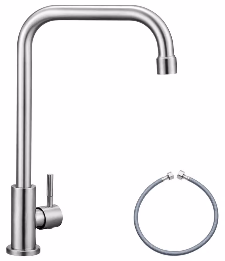 Rubinetto per acqua fredda in acciaio inossidabile, girevole a 360°, per cucina, confezione singola