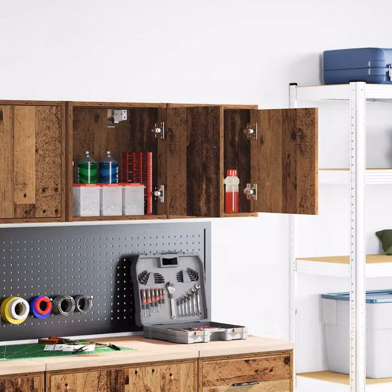 vidaXL Pensili per Garage 2 pz Legno Antico in Legno Multistrato