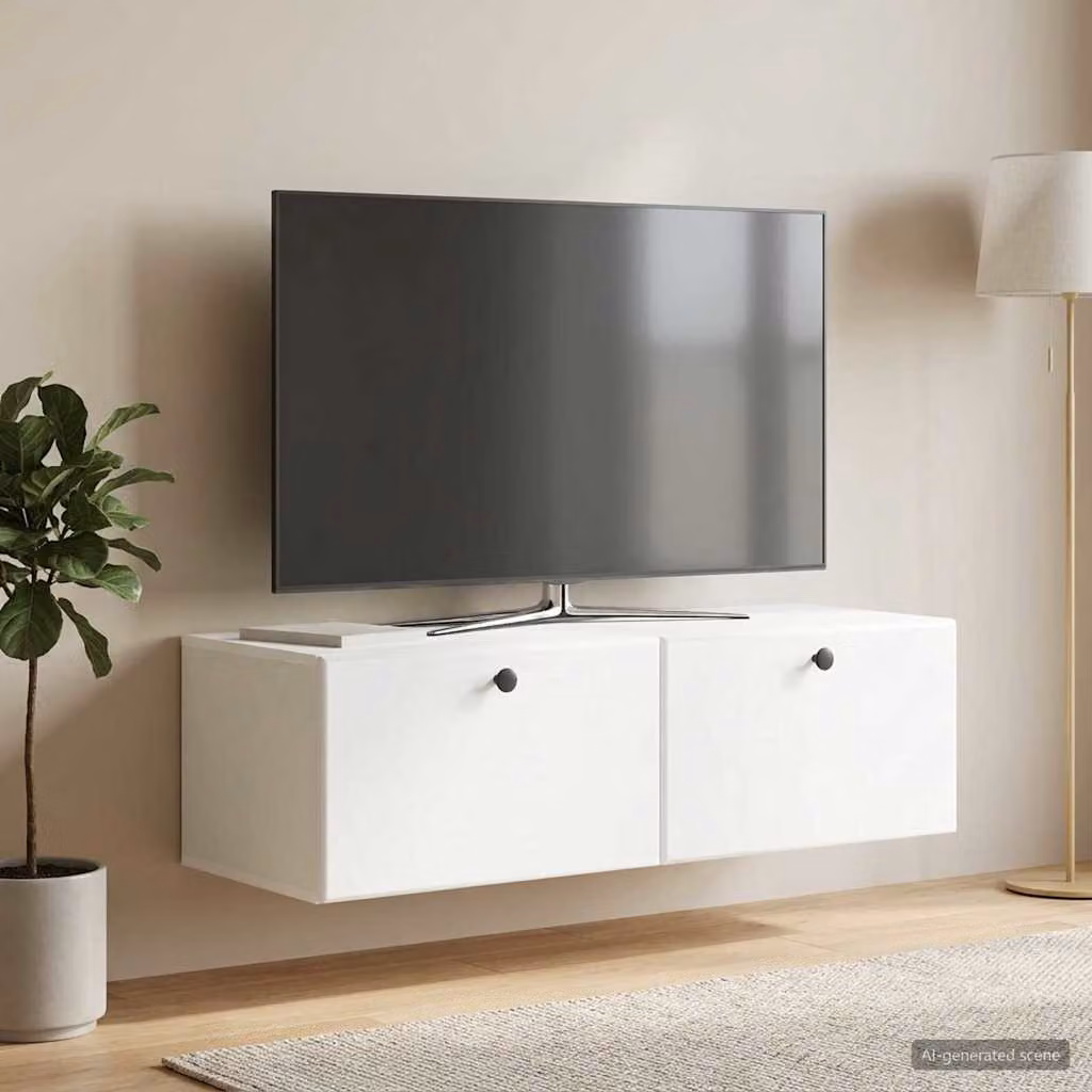 vidaXL Mobile Porta TV da Muro Moderno Bianco L: 98 cm, P: 41 cm, H: 30 cm