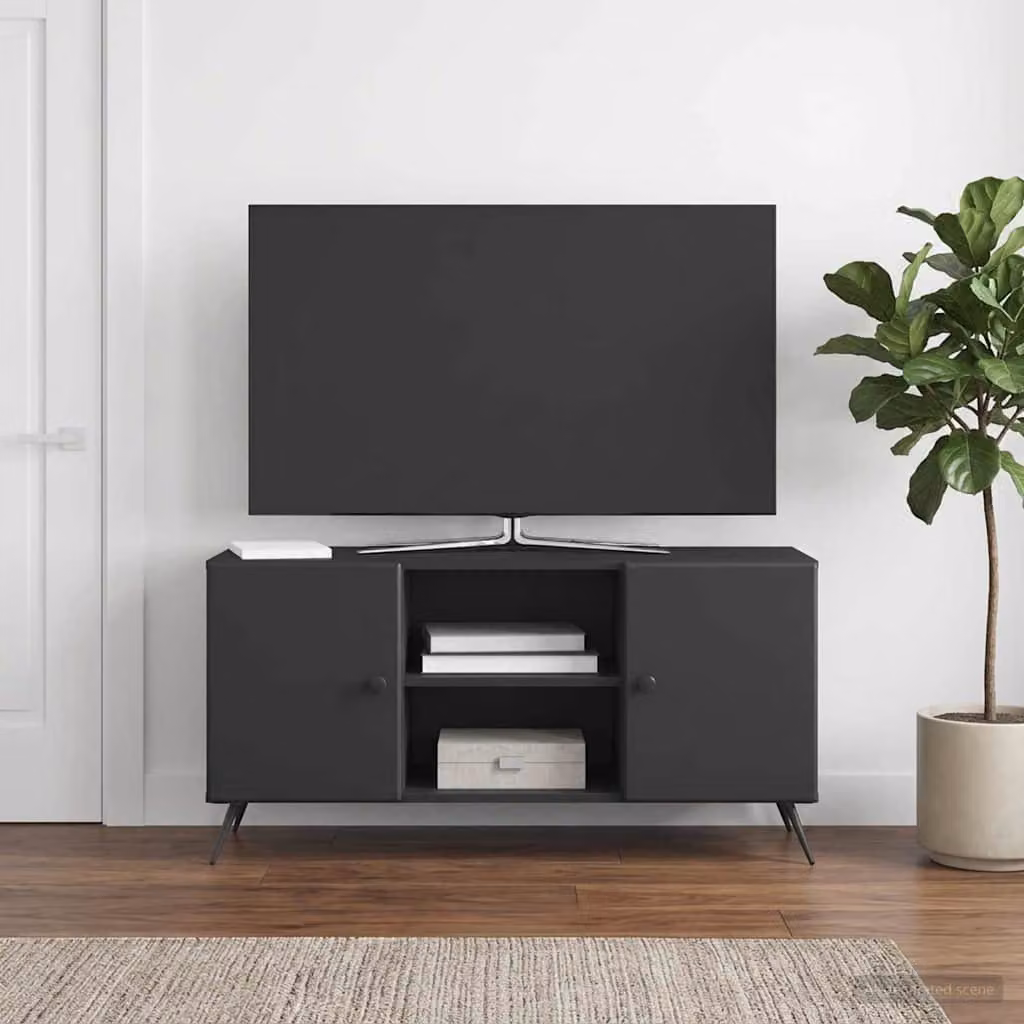 Mobile TV vidaXL moderno in nero e legno ingegnerizzato L 102 cm x P 34,5 cm x H 50 cm