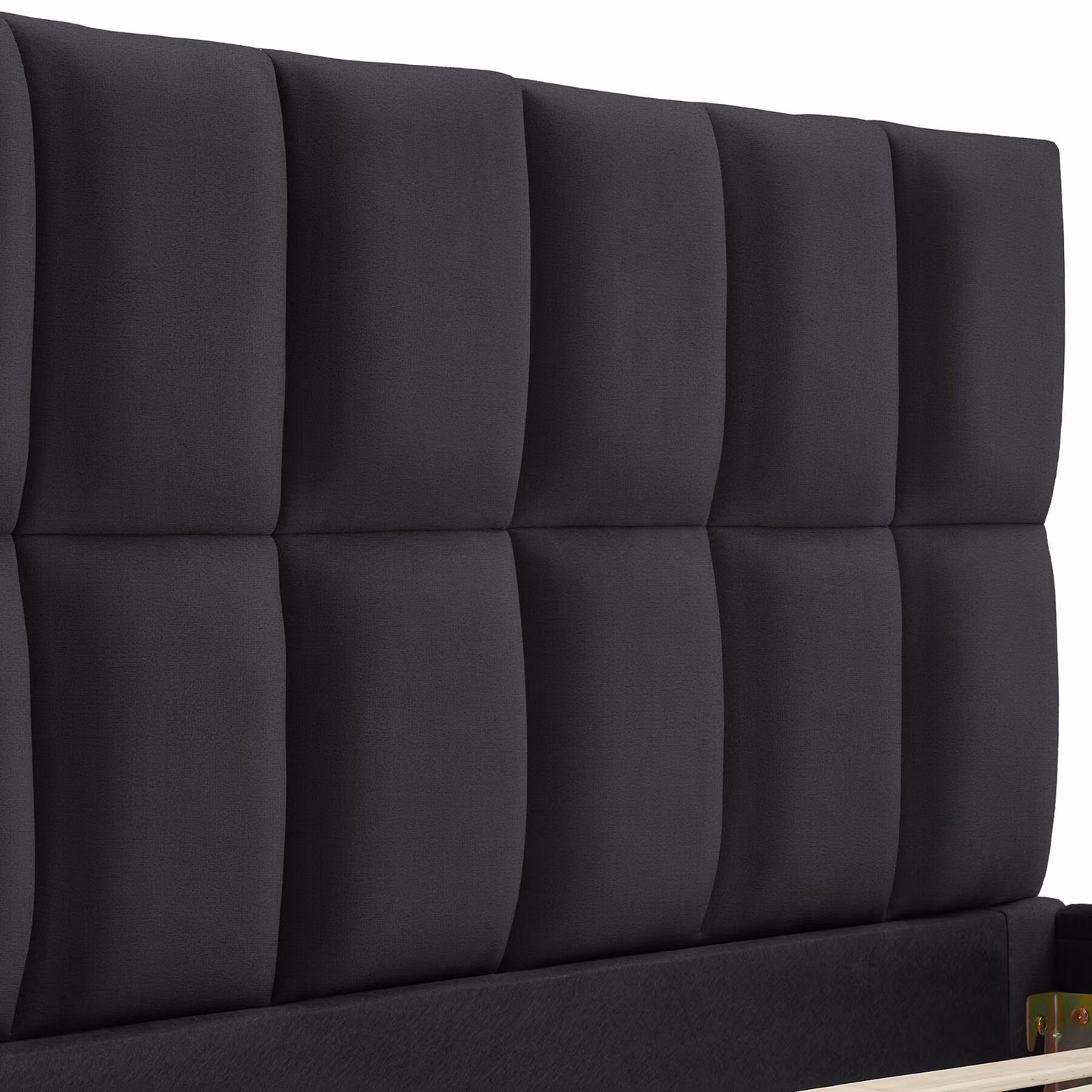 Letto imbottito Shirley tectake in velluto nero con rete a doghe L/P/H: 220 x 140 x 153 cm – 1