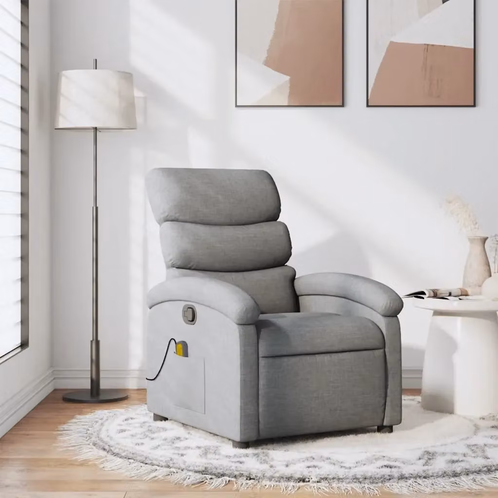 Poltrona Relax Reclinabile Moderna in Tessuto Grigio con Braccioli e Struttura in Metallo e Legno – 2
