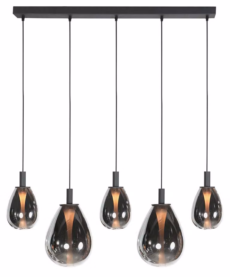 Lampada a sospensione - nero - Glimsy -  vetro metallo - grande lampada da tavolo da pranzo - LED - 4197ZW - Mexlite