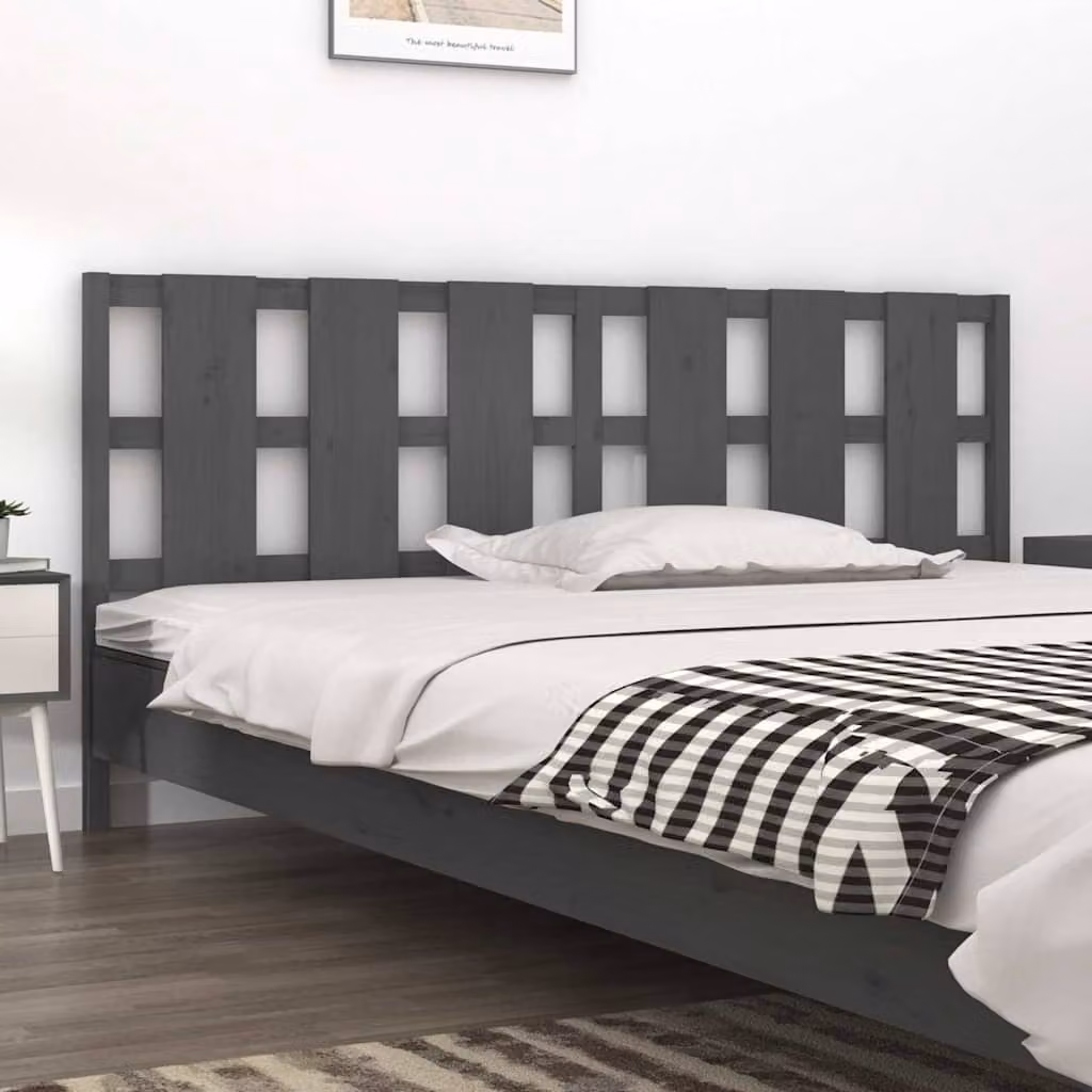 Testiera per Letto vidaXL in Legno Massello di Pino Grigio L: 205,5 cm, P: 4 cm, H: 100 cm