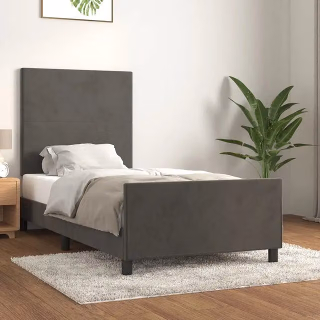 Giroletto vidaXL in velluto grigio scuro senza materasso L/P/H: 90 x 190 cm – 1
