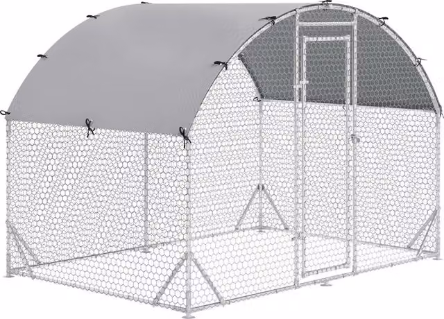 Recinto per Galline Giordanoshop in Metallo Galvanizzato Argento con Tetto e Copertura Anti UV L/P/H: 280 x 190 x 197 cm – 1