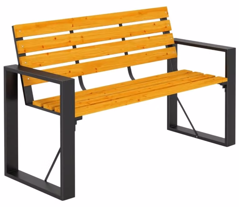 Panca da giardino per 2 persone - Resistente agli agenti atmosferici - Design a listelli - Braccioli - Cuscini per il sedile - Struttura in legno