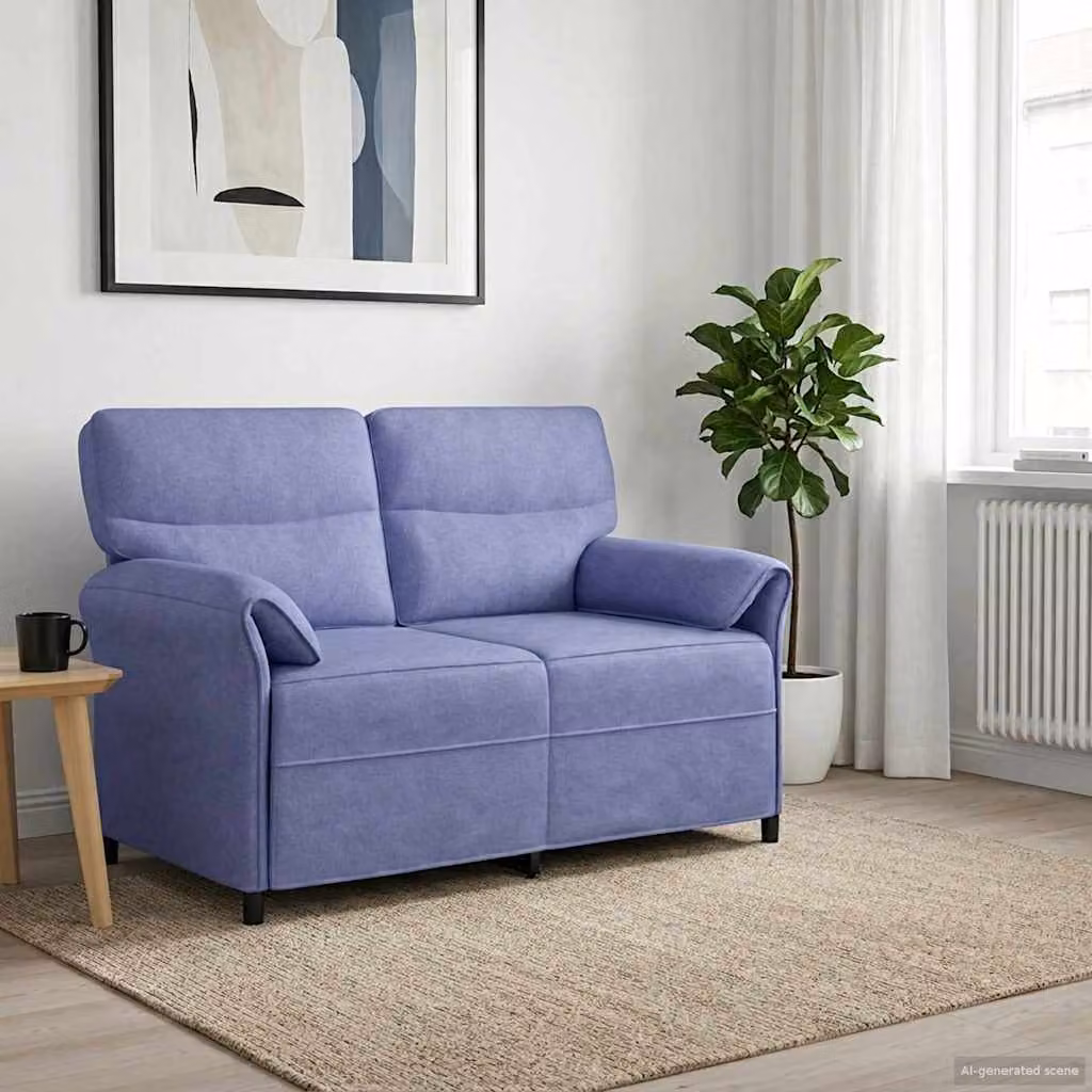 Divano moderno vidaXL in tessuto con struttura in metallo e imbottitura in schiuma, disponibile in nero o blu