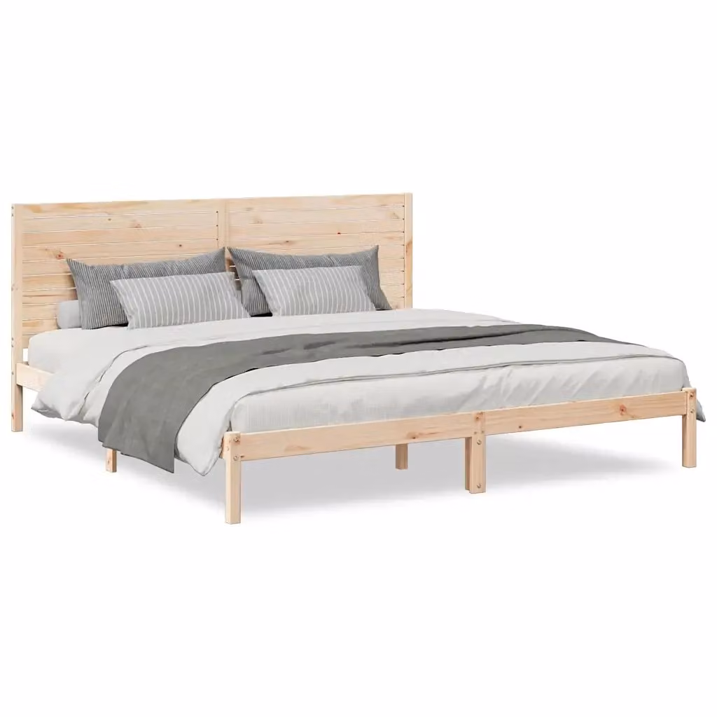 Giroletto Extra Lungo vidaXL in Legno di Pino Massello Marrone senza Materasso L: 185,5 cm, P: 215,5 cm – 2