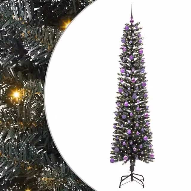 Albero di Natale artificiale moderno verde con 300 LED luce bianca calda, Altezza: 210 cm – 1