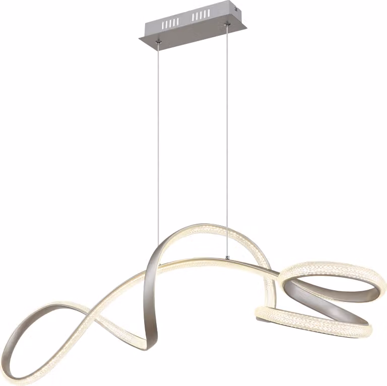 Lampada a sospensione Globo Lighting, struttura in metallo nichel opaco, alluminio nichel opaco, plastica trasparente, cristalli in acrilico trasparente, altezza regolabile, dimensioni: 1080x330x1200 mm, include LED 40W 230V, flusso luminoso: 4280 lm, emi