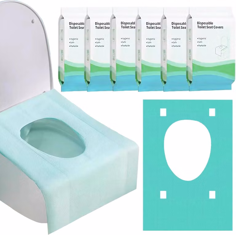 Coprisedili per toilette monouso, 60 pezzi, colore verde, confezionati singolarmente, ideali per viaggi