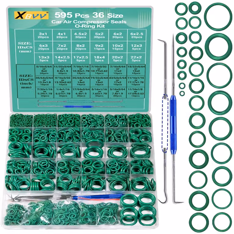 Set di guarnizioni O-ring, metriche e SAE, composto da 595 pezzi, comprensivo di strumenti per l'installazione delle guarnizioni, per riparazioni e manutenzione