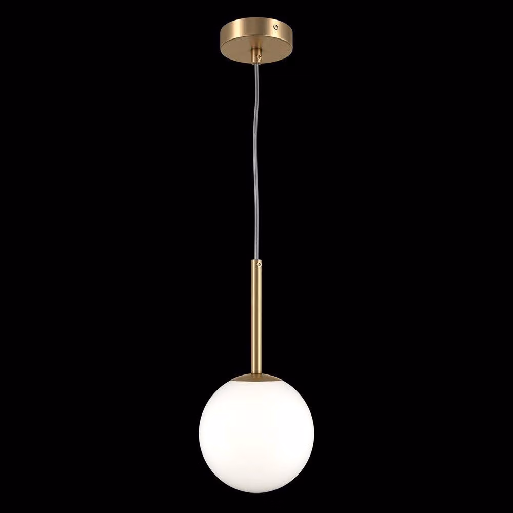 Lampadario Minimal Basic Form Piccolo In Metallo Oro 1 Luce E Diffusore Bianco