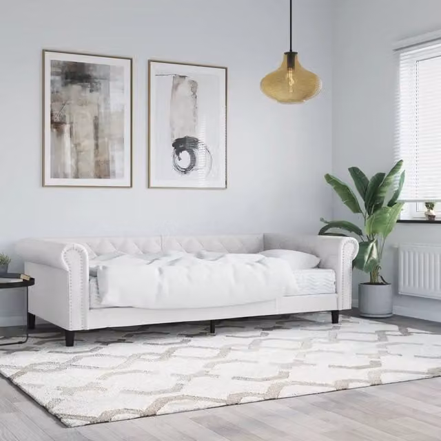 Divano Letto Moderno vidaXL in Similpelle Bianco con Materasso in Schiuma L/P: 90 x 200 cm