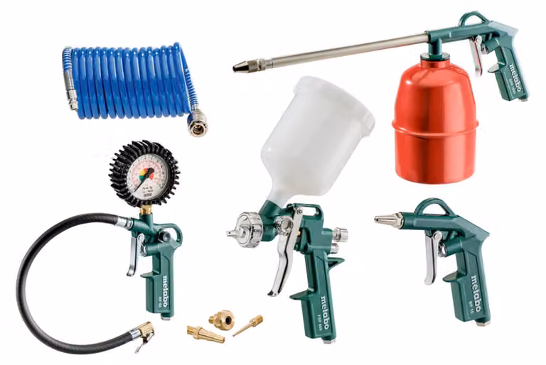 Metabo Druckluft-Werkzeugset LPZ 7 Set Blaspistole Reifenfüllmessgerät