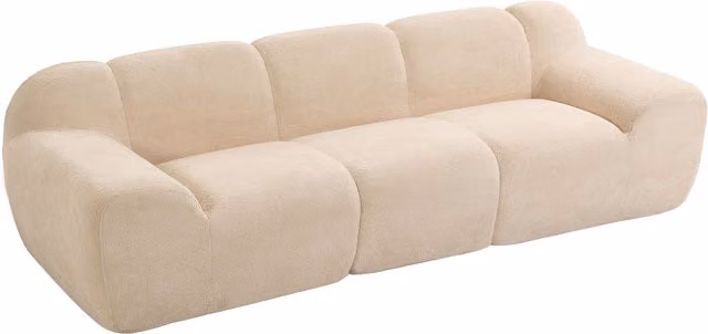Divano 3 posti HOMCOM in ciniglia beige con seduta profonda e braccioli larghi, Larghezza: 233 cm