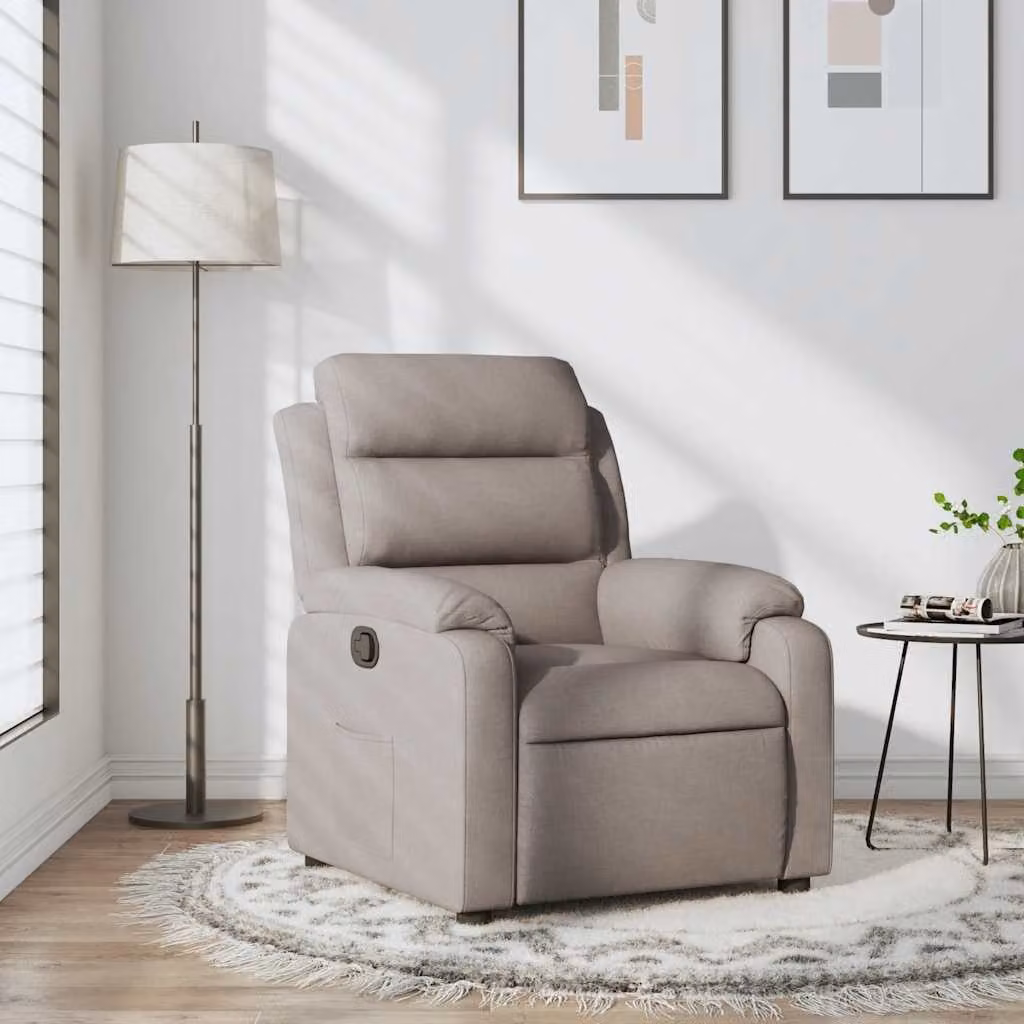 vidaXL Poltrona Reclinabile Relax in Tessuto con Braccioli, Colore Beige/Grigio