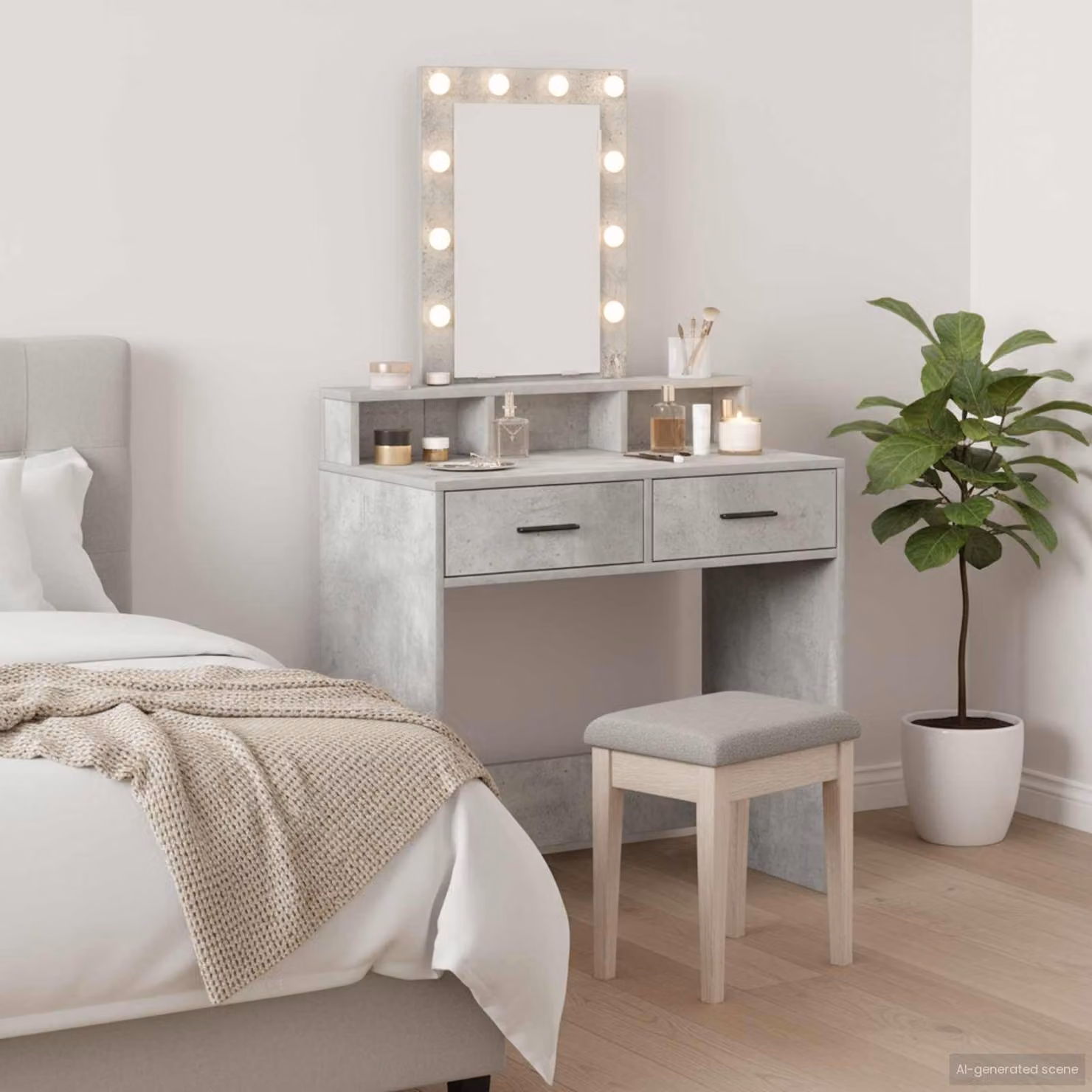vidaXL Tavolo da Trucco Moderno Grigio in Legno MDF L: 79 cm, P: 41 cm, H: 140 cm