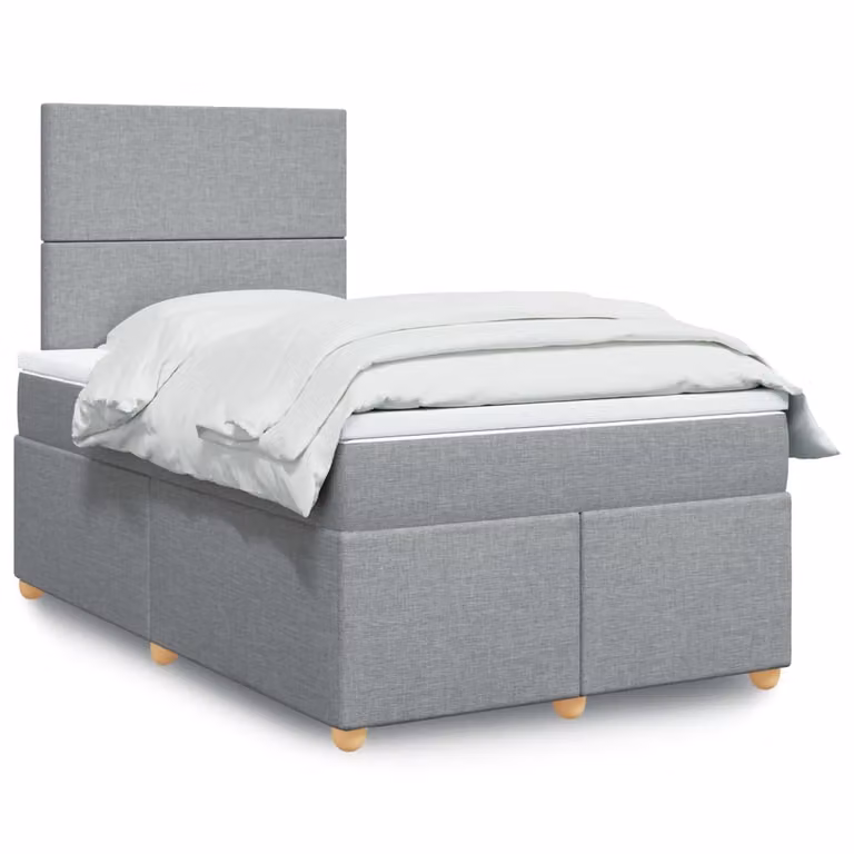 vidaXL Giroletto a Molle con Materasso Ibrido in Tessuto Grigio e Bianco L/P/H: 120 x 200 x 190 cm