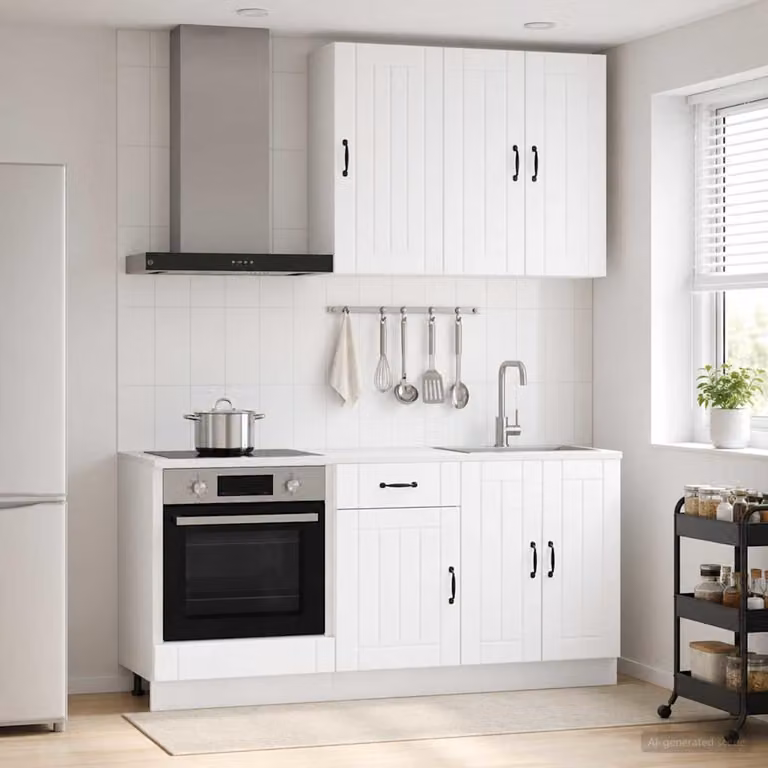 vidaXL Unità Cucina Moderna LUCCA 5 Pezzi Bianco Opaco in MDF con Ante a Battente e Cassetti