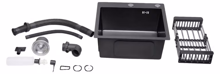 Lavello da cucina, acciaio inossidabile, design moderno, nero
