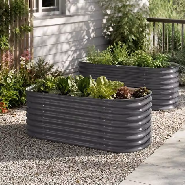 Garden Raised Bed 160x80x81 Cm Galvanized Steel Grey