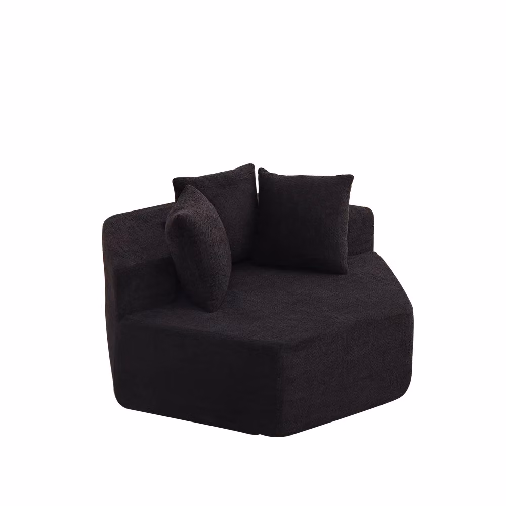Divano modulare monopezzo Minimal in tessuto chenille nero con design moderno – 2
