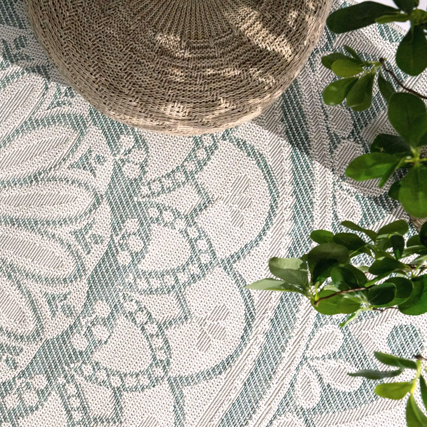 Tappeto Breezy per interni ed esterni in stile boho orientale, colore turchese, L: 80 cm x P: 250 cm – 2