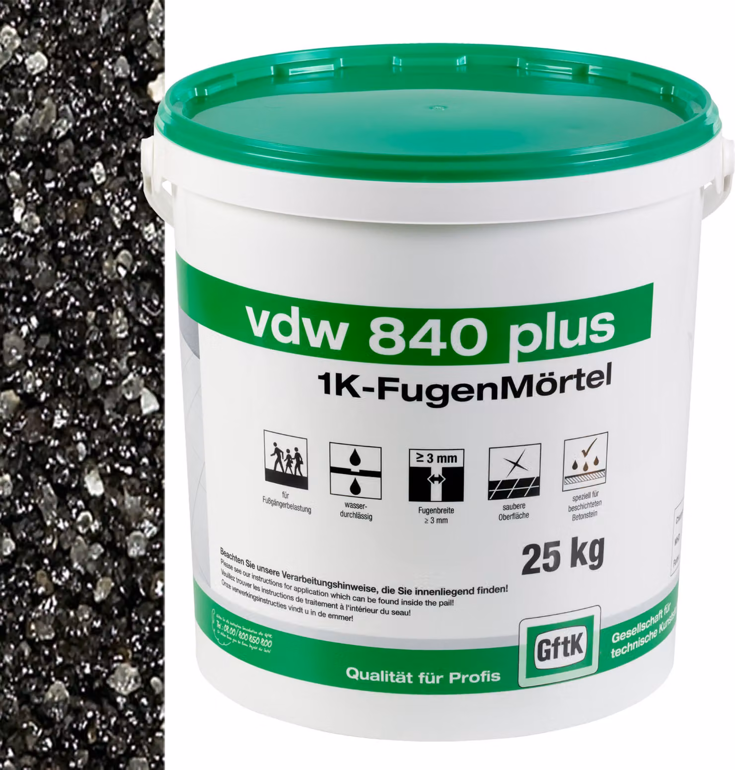vdw 840 plus 1K-Fugenmörtel 25kg Basalt