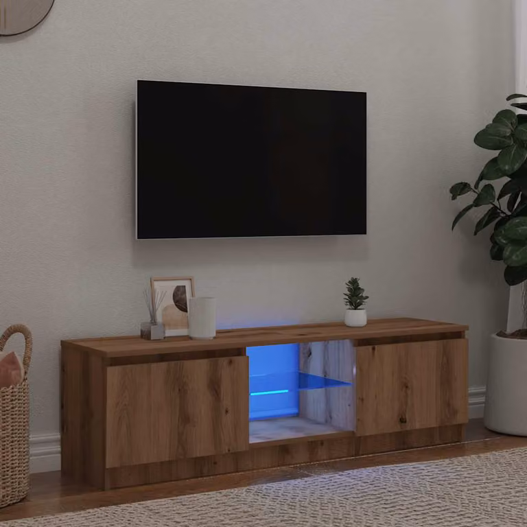 vidaXL Mobile Porta TV Moderno con Illuminazione LED Integrata in Legno Marrone L 120 cm x P 30 cm x H 36 cm