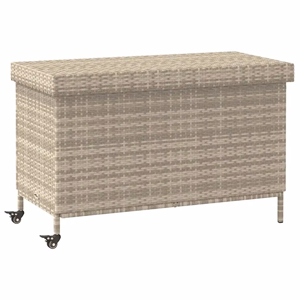 Contenitore da giardino con ruote vidaXL in rattan e metallo grigio e beige – 2
