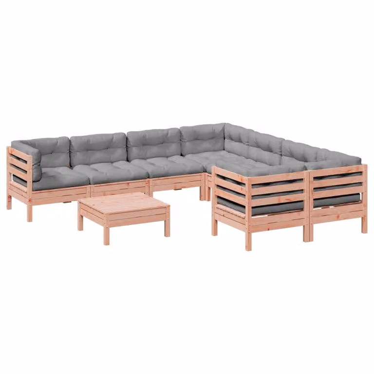 Set Divani Giardino 9 pz Cuscini Legno Massello Abete Douglas