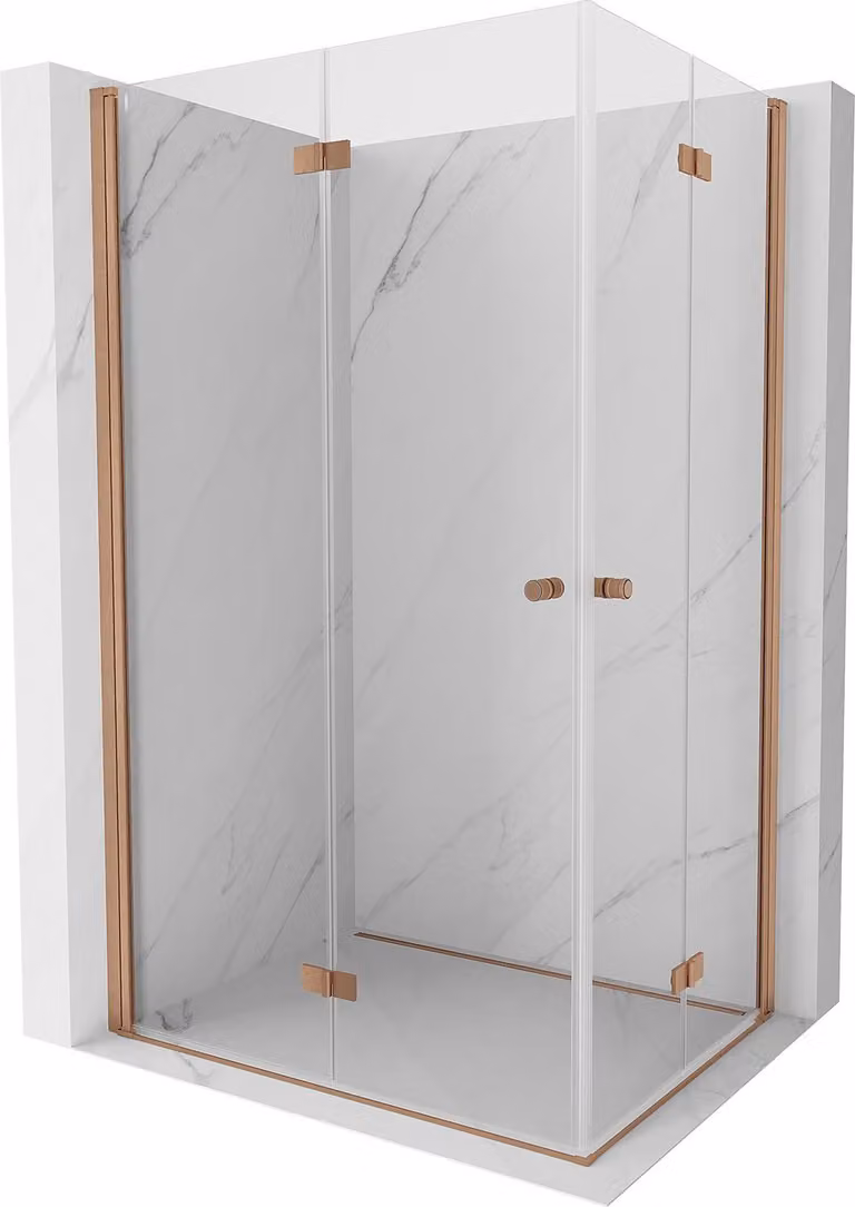 Mexen Mist-F Duo cabina doccia pieghevole sinistra 100 x 95 cm, trasparente, rame spazzolato - 8A6-100L-095P-65-00