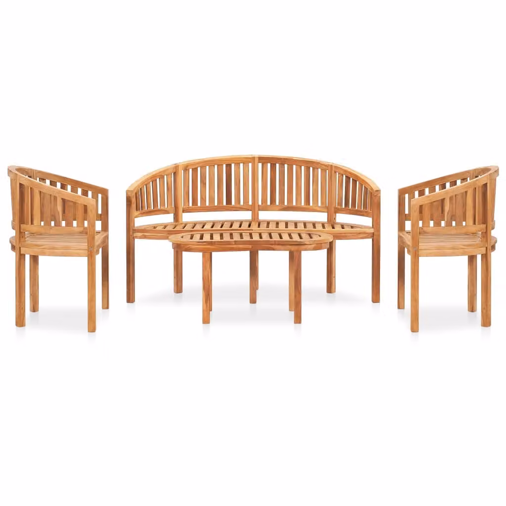 set di 4 pezzi da giardino in teak massiccio