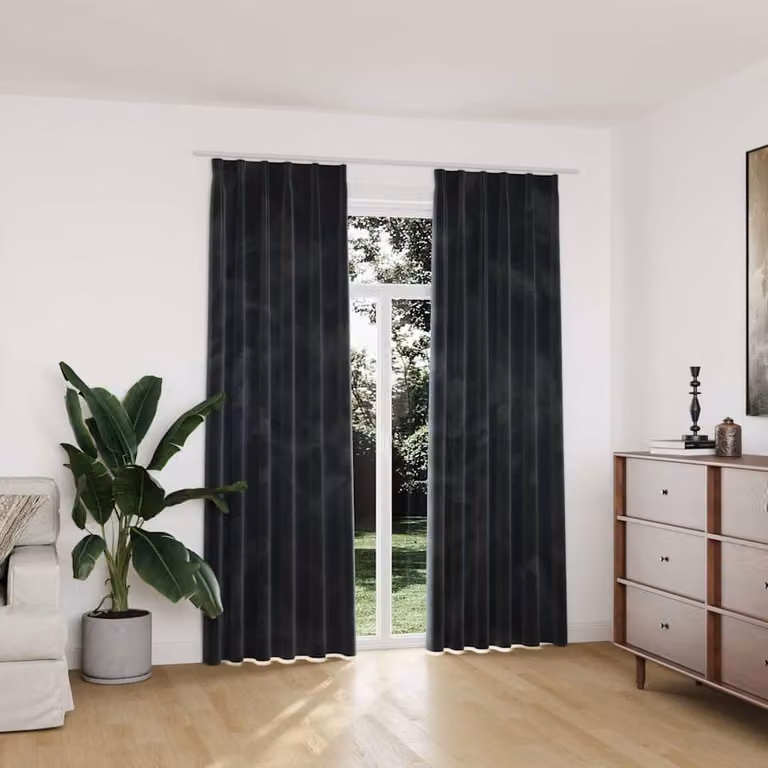 Set di 2 tende oscuranti vidaXL in velluto antracite con ganci, L: 140 cm, H: 225 cm