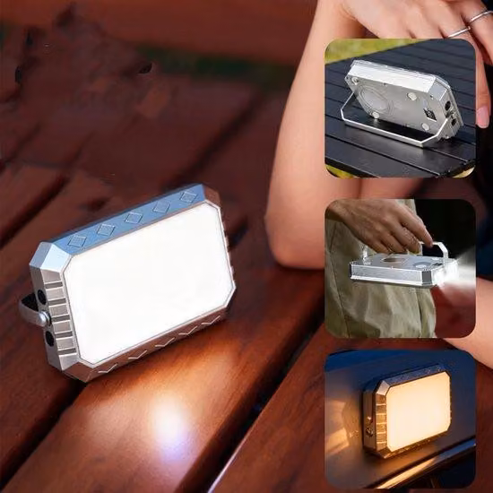 Lampada da viaggio - 4000 mAh, dimmer a 6 livelli con supporto, 3 modalità di illuminazione e indicatore di carica della batteria, illuminazione di emergenza per campeggio, escursioni e viaggi