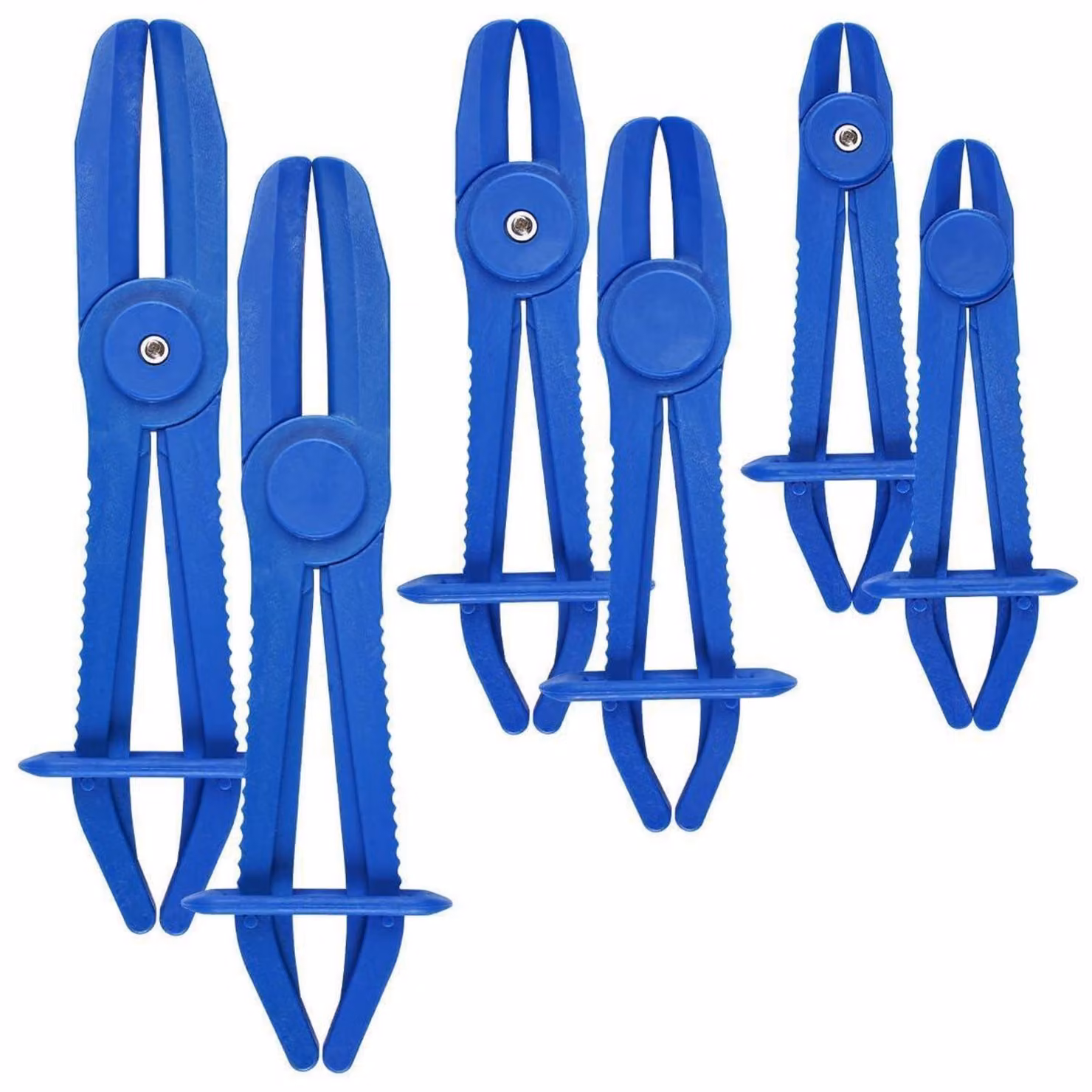 Set di 6 pinze per crimpare tubi, adatte per tubi del carburante, del liquido di raffreddamento e dei freni, con range di serraggio da 0 a 65 mm, realizzate in plastica