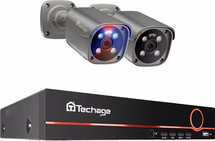 Sistema di telecamere di sicurezza, 8 canali, riconoscimento facciale AI, 8CH 2 pezzi fotocamera 8MP, 1T