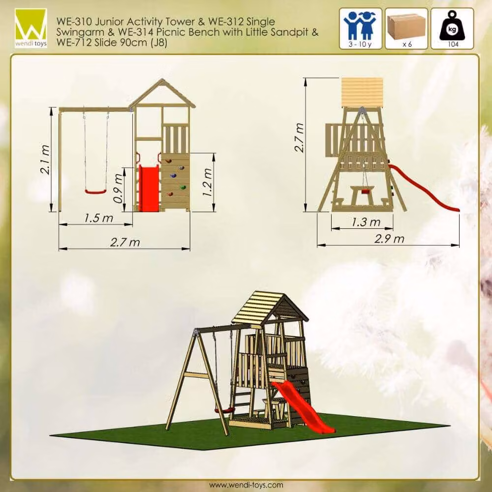 Wendi Toys Torre giochi Gorilla in legno Pavimento incluso Tetto a due falde