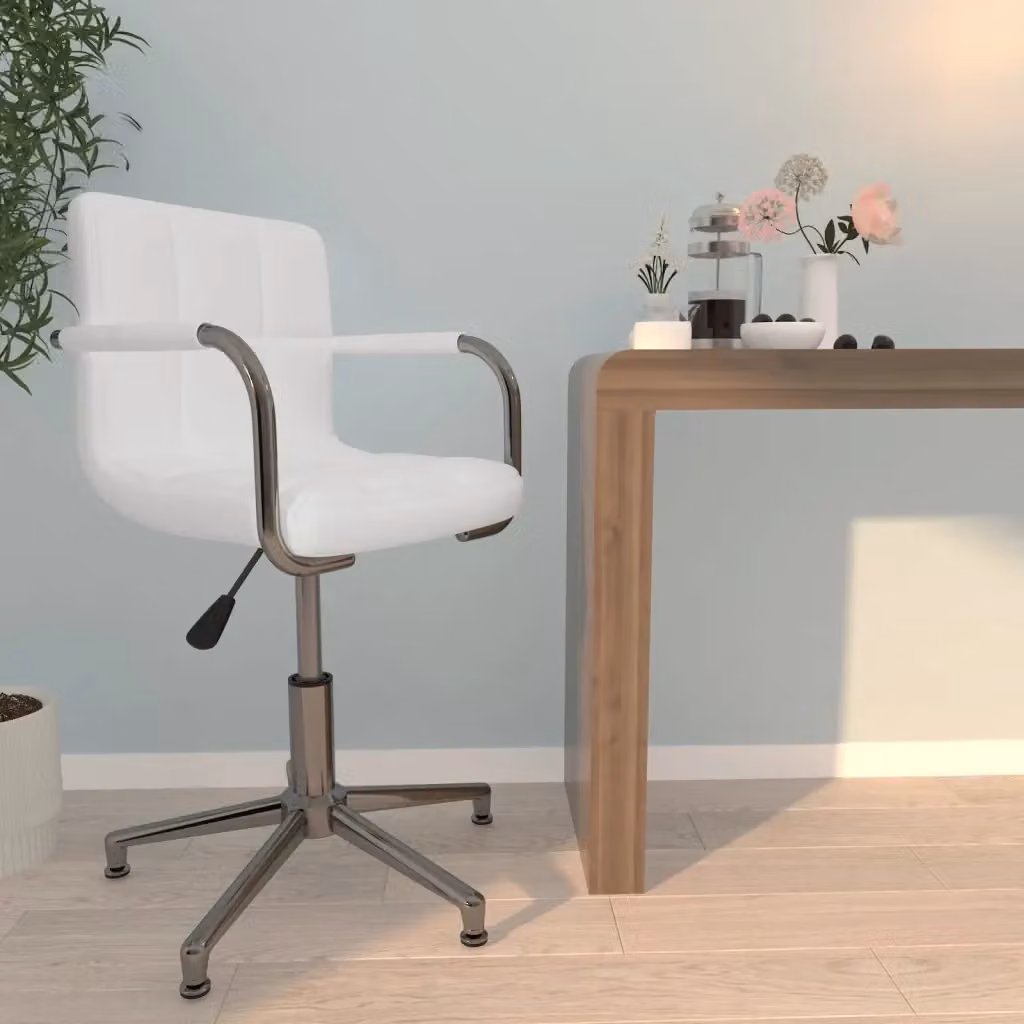 Sedia da Gaming e Ufficio Girevole a 360 Gradi in Similpelle Bianca con Braccioli e Design Moderno – 2
