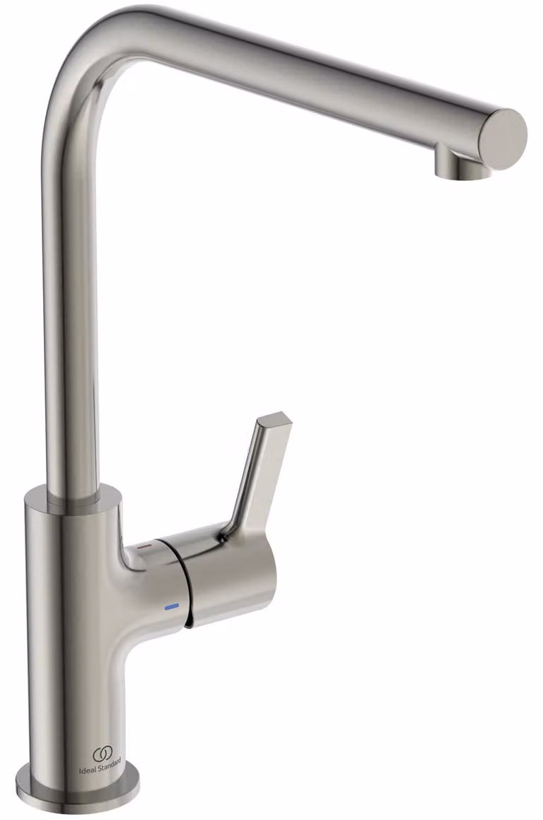 Miscelatore da cucina con bocchetta a L, girevole, finitura Silver Storm, confezione singola