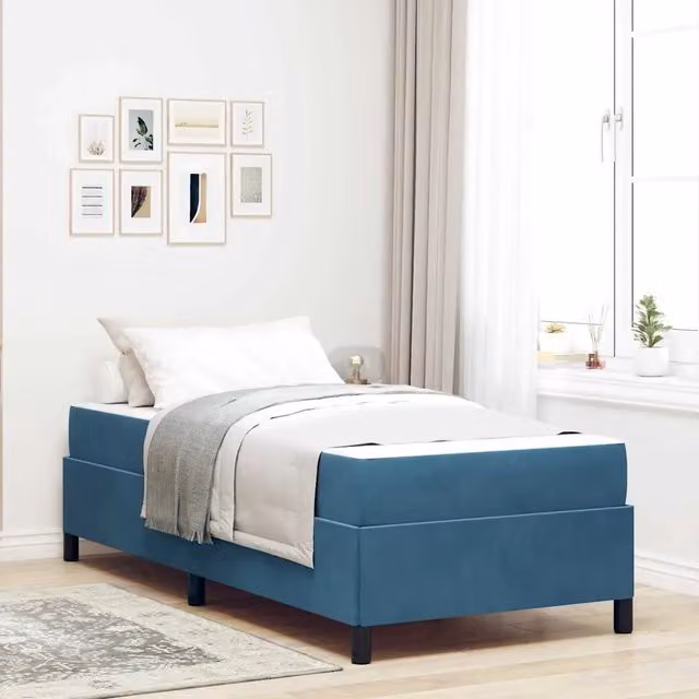 Struttura letto imbottita vidaXL in tessuto blu, L/P/H: 90 x 200 x 55 cm – 1