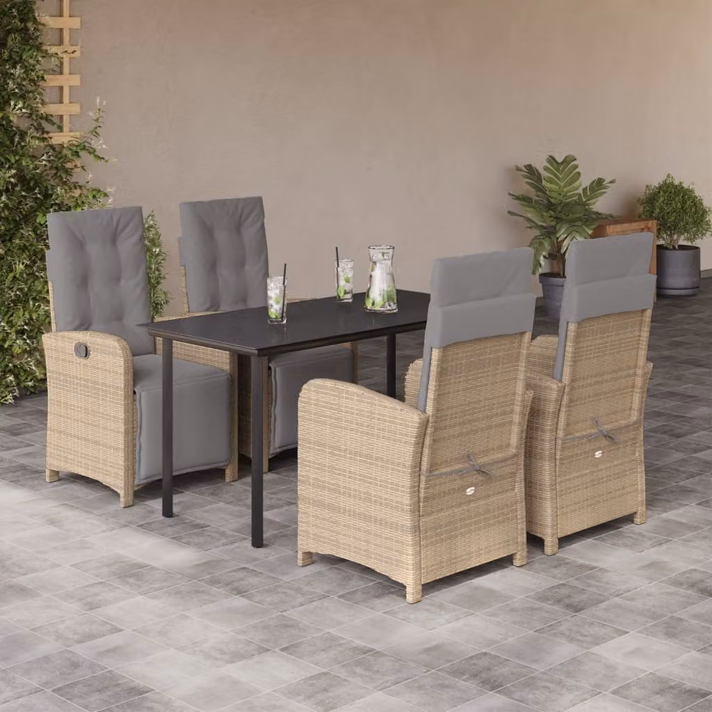 Maison Exclusive - Set da Pranzo da Giardino 5 pz con Cuscini Beige in Polyrattan