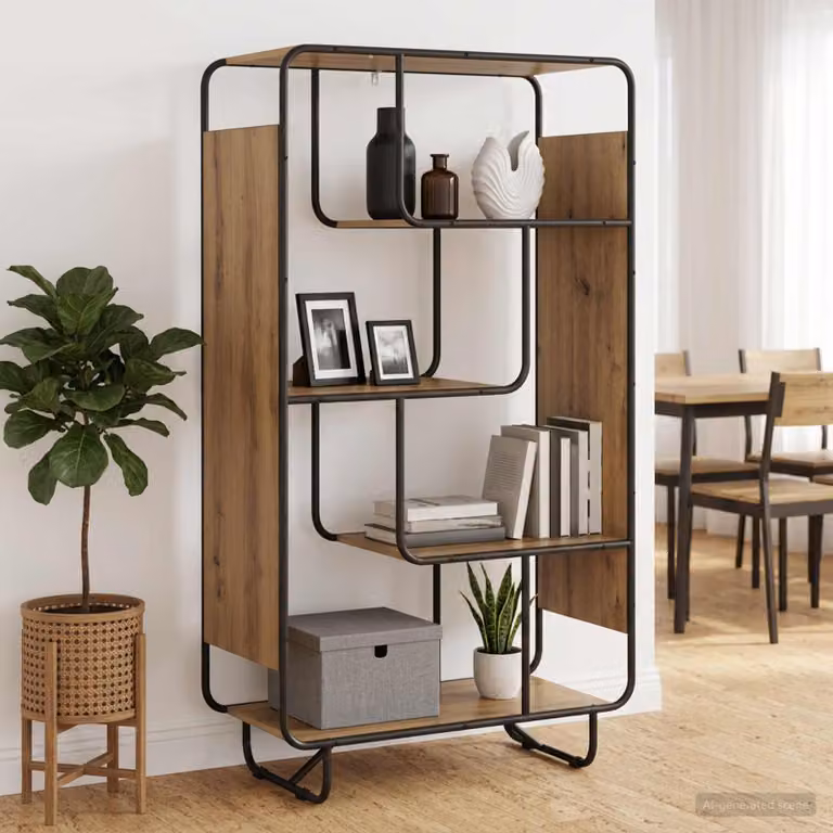 Credenza in stile industriale vidaXL in legno e metallo marrone L: 80 cm, P: 37.5 cm, H: 144 cm