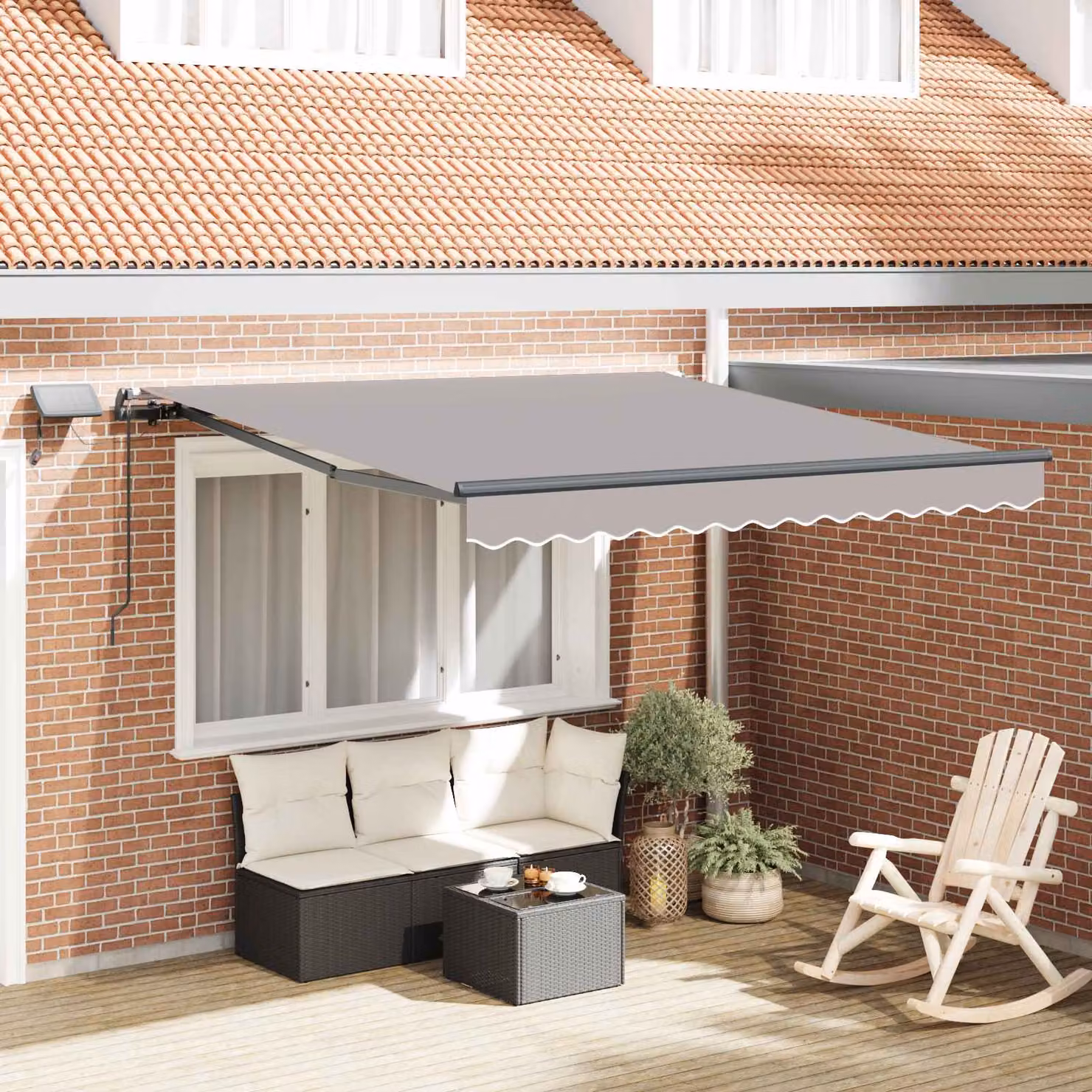Tenda retrattile vidaXL Grigio Chiaro con bracci pieghevoli in alluminio e tessuto in poliestere L 300 cm x P 250 cm