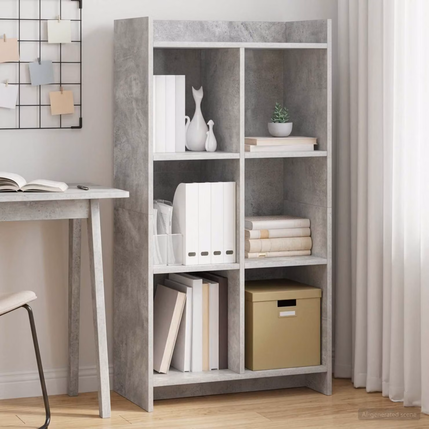 Libreria moderna vidaXL in legno ingegnerizzato grigio opaco L: 59 cm, P: 30 cm, H: 111 cm