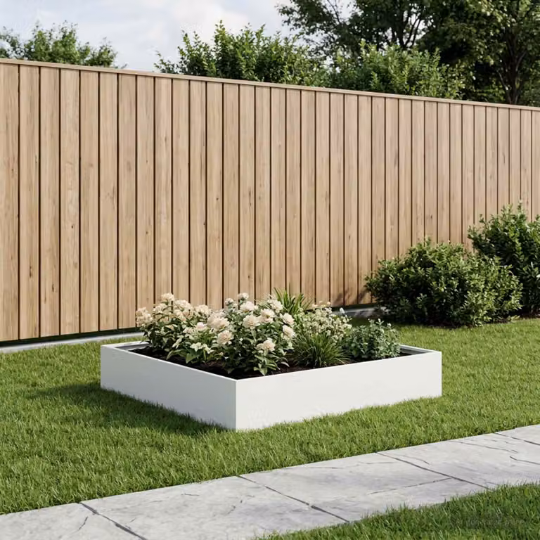 Vaso da giardino vidaXL in metallo bianco L: 80 cm, P: 80 cm, H: 20 cm